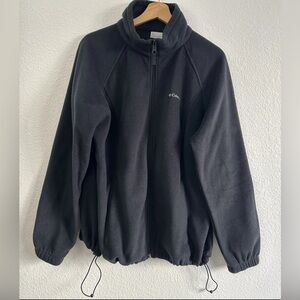 COLUMBIA Plus Size 1X Full Zip Fleece Jacket in Black ADJUSTABLE HEM